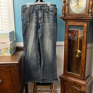 Moto Blues wide leg Jeans with metal embellishments